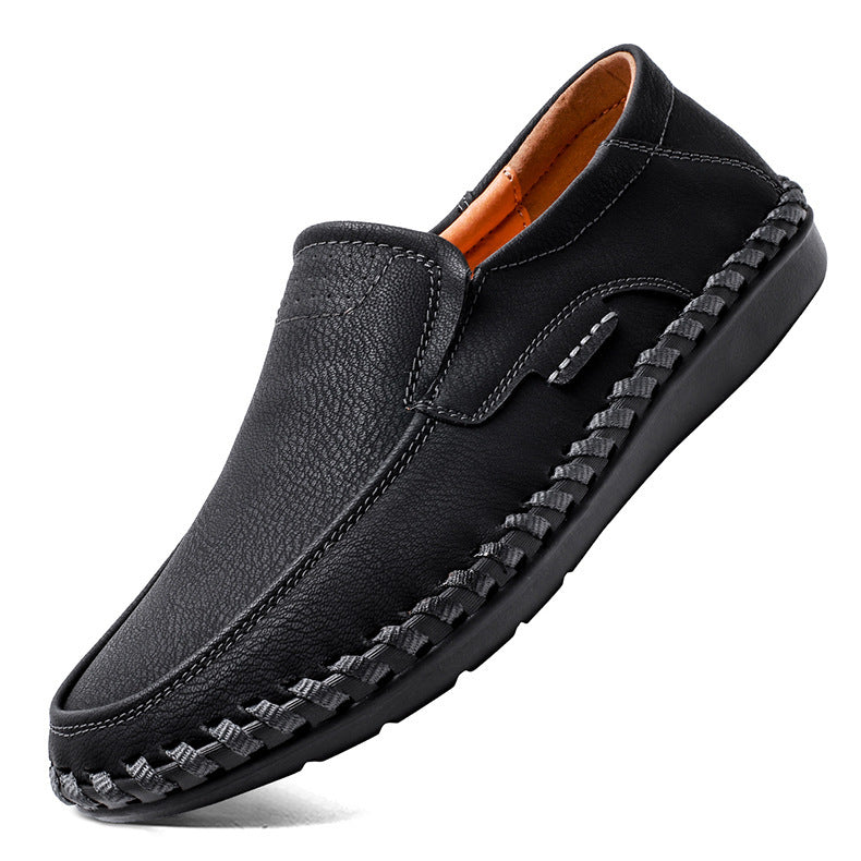 Men Microfiber Leather Hand Stitching Non-Slip Casual Shoes